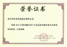 Z6官网人生就是博科技荣膺“2013年度金融行业十大信息技术服务龙头企业”称号